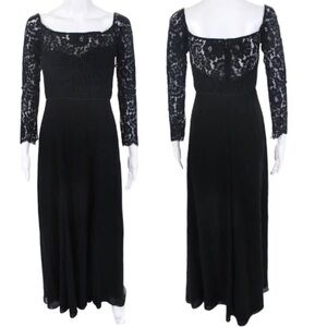 Love by Theia Gown Maxi Dress Size 2 Black Illusion Floral Lace